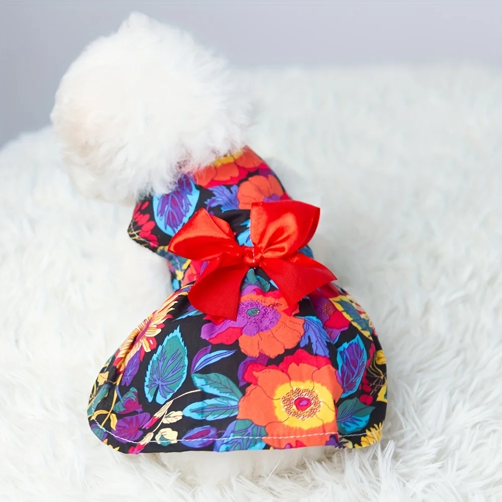 Summer Thin Dog Clothes Flower Print Princess Dress Fashion Pet Dresses For Small Medium Large Dog