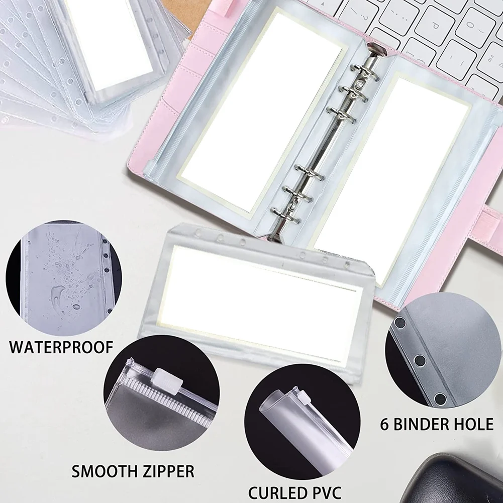 

NEW Budget Binder A6 Ring Binder Notebook with Clear Cash Envelope for Cash Stuffing Money Organiser with Label Stickers A