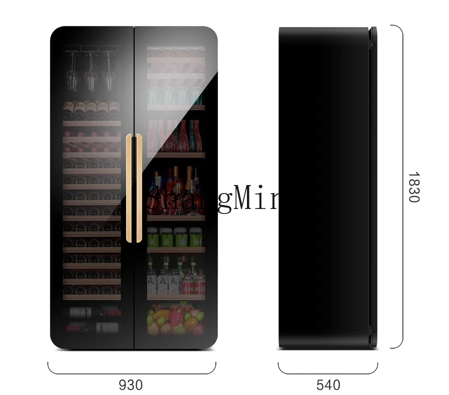 ZYY armadietto per vino rosso a doppia porta con conversione di frequenza, frigorifero da tè ultrasottile a temperatura costante incorporato