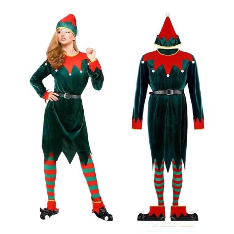 

Green Christmas Elf Costume Set Cosplay Role Play Clothing Christmas Elf Performance Outfit Costumes for Cospaly and Dress up
