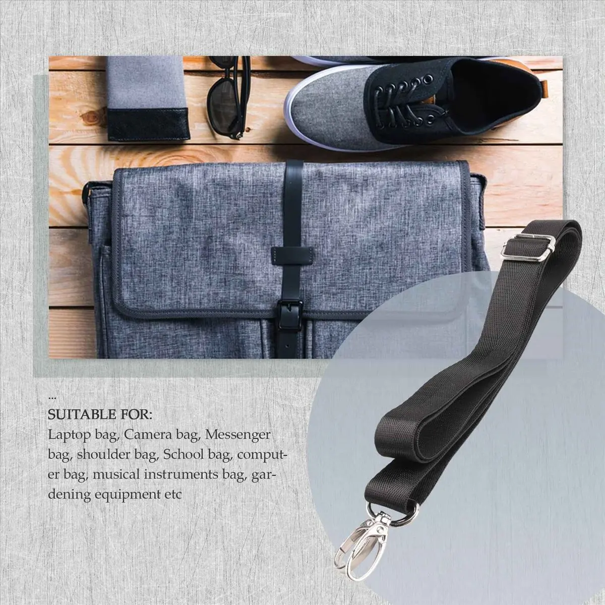 สายสะพายไนลอนปรับได้ ABQR สำหรับกระเป๋าสะพายข้าง สายคล้องคอม สายคล้องกล้อง