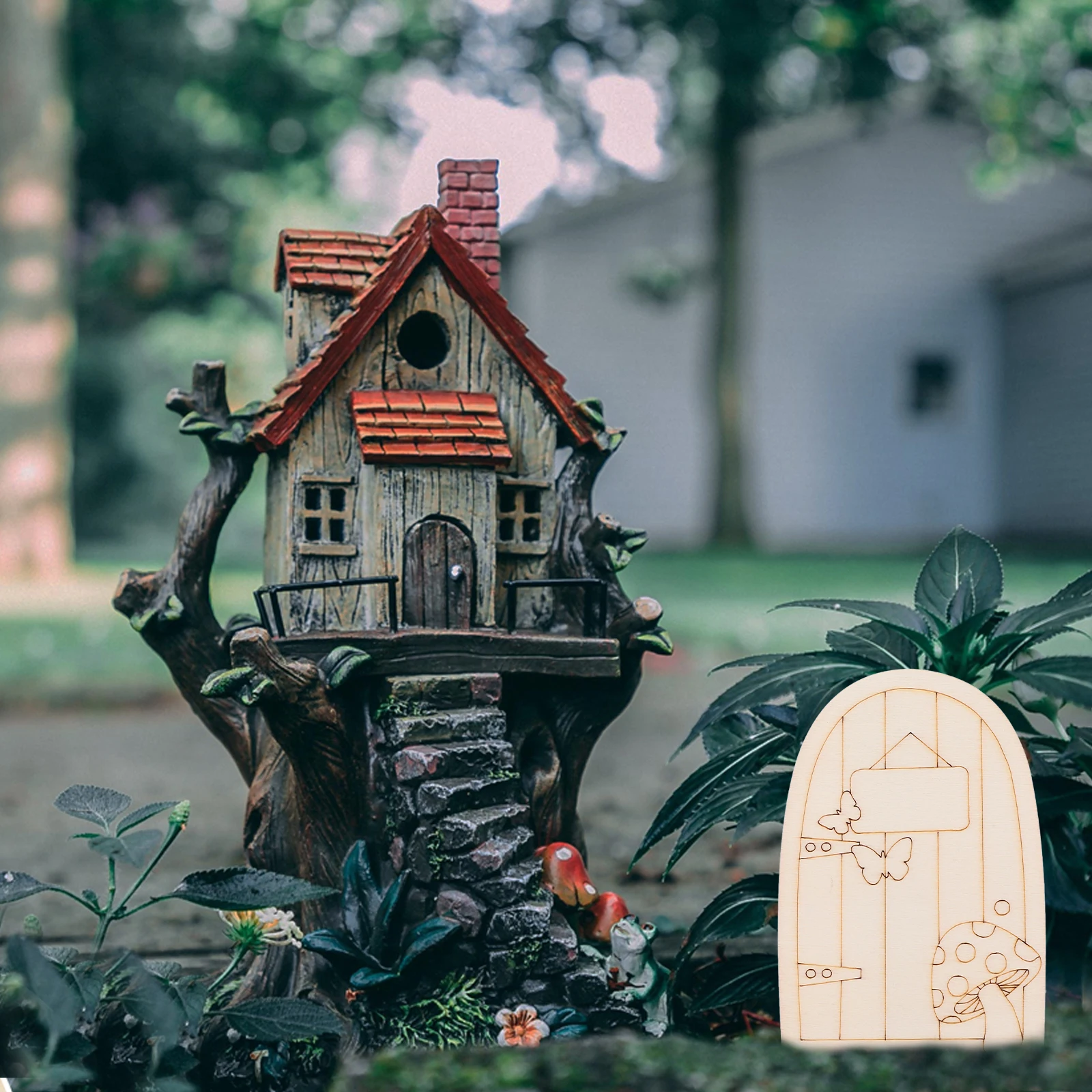

12Pcs Fairy Doors Wooden Miniature Garden Door Outdoor Decor Rustic Unpainted Fairy House Accessories Mini Garden Accessories