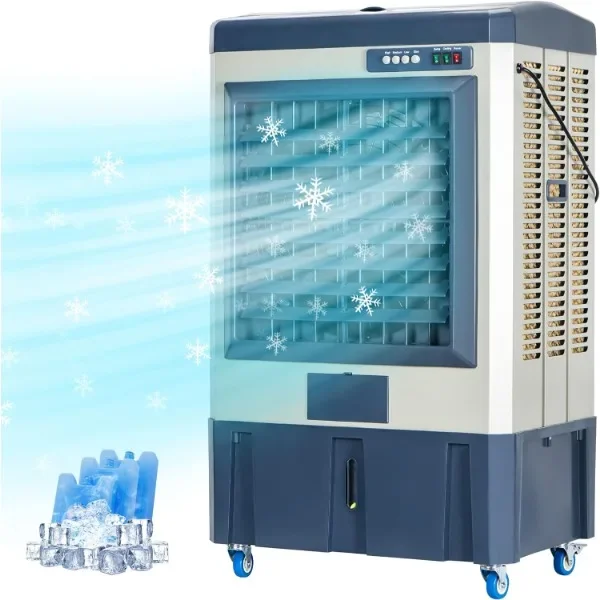 Evaporative Cooler, Portable Air Conditioner with Continuous Auto Fill,Water Tank, Scroll Casters