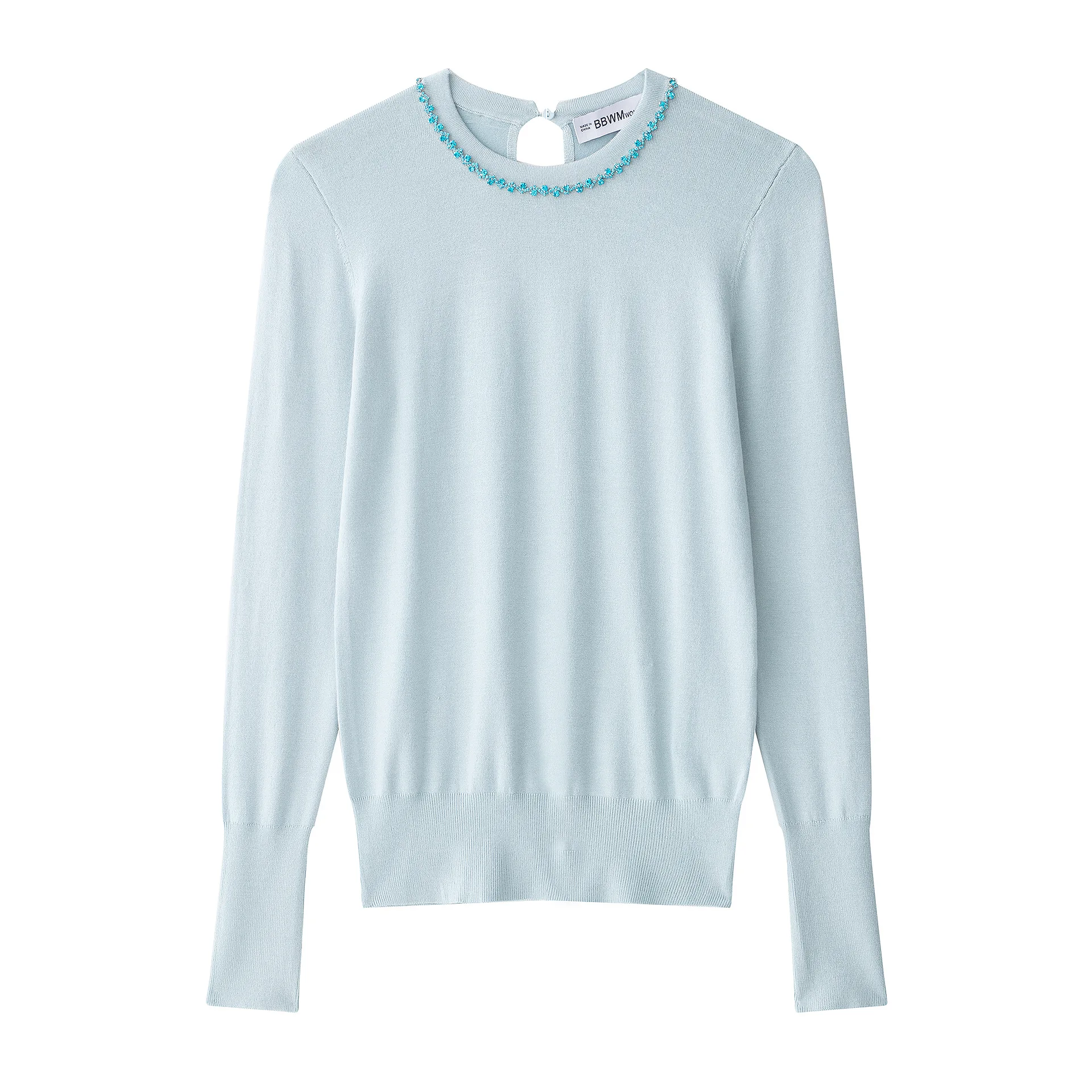 

Women's 2025 Autumn New Fashion Temperament European and American Style Jewelry Round Neck Sweater