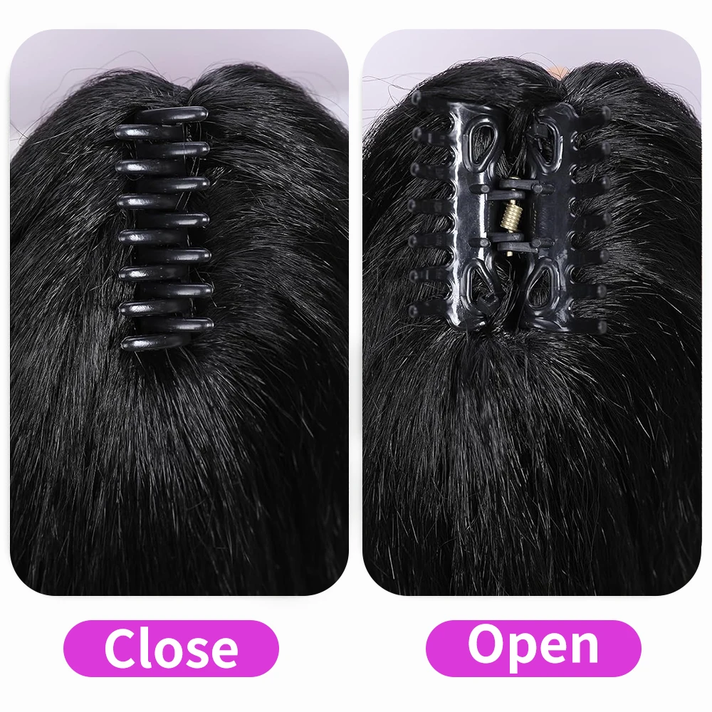 الاصطناعية غريب ذيل حصان وصلات شعر مخلب كليب ياكي الأسود ذيل حصان تمديد للنساء السود غريب مستقيم كليب في ذيل حصان