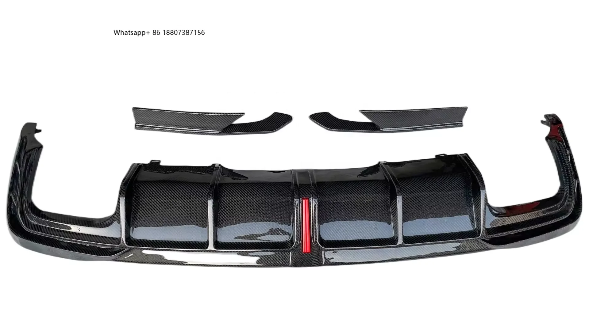 

Carbon Fiber Rear Bumper Rear Lip Spoiler Diffused forAudi A4 S4 Sline B9.5 2020-2022 With LED Brake Lights