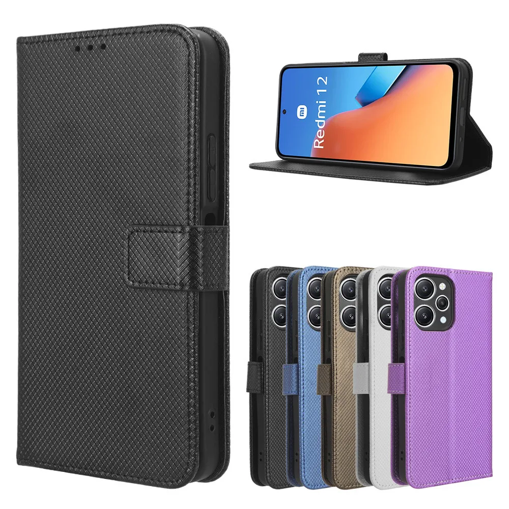 

Leather Case Protect Cover For Xiaomi Redmi 12 Flip Stand Cover For Xiaomi Redmi12 Wallet Card Stand Phone Coque