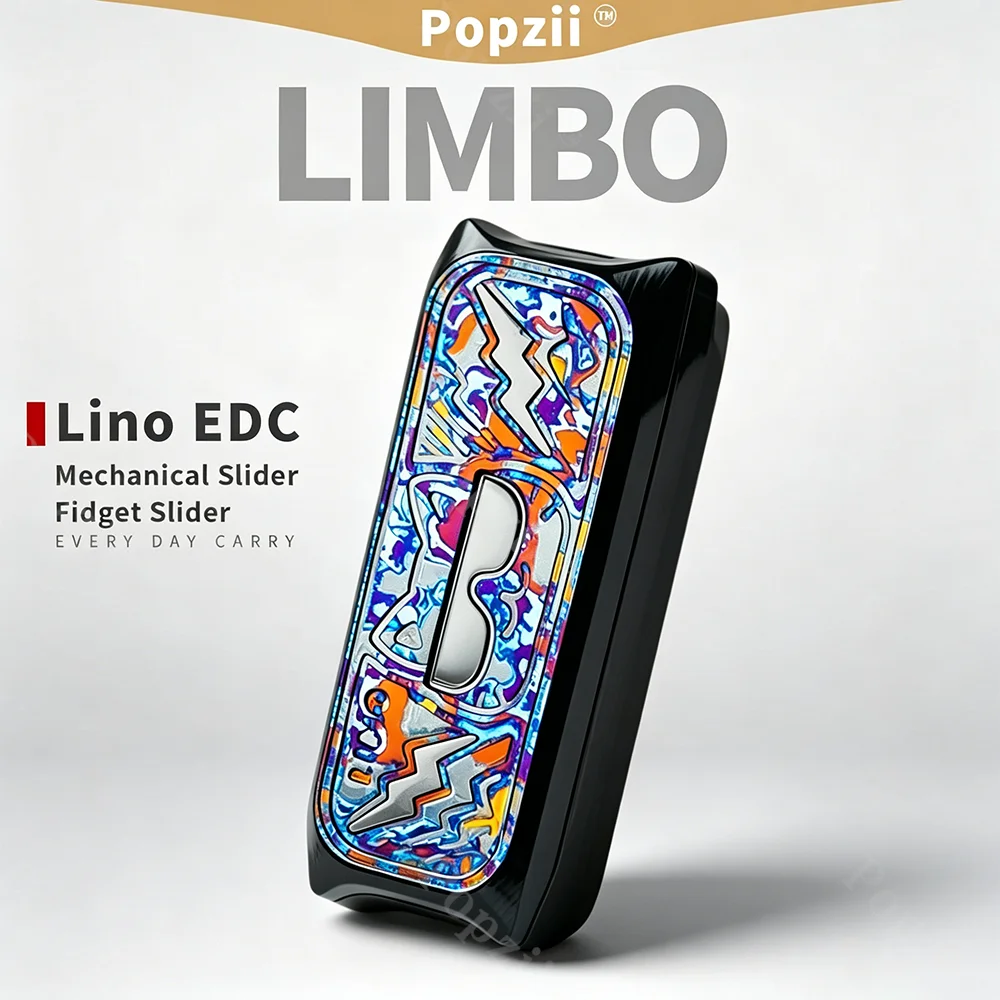 Lino EDC LIMBO Fidget Slider Zircuti Push Slider, Juguete Antiestrés, Juguetes Fidget de Timascus para Adultos, Diseños Originales
