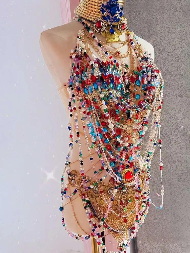 

Jibaro Sea Demon ручной работы экзотический стиль сексуальная цепочка для тела из бисера музыкальный фестиваль Edc Интернет одежда для выступлений знаменитостей