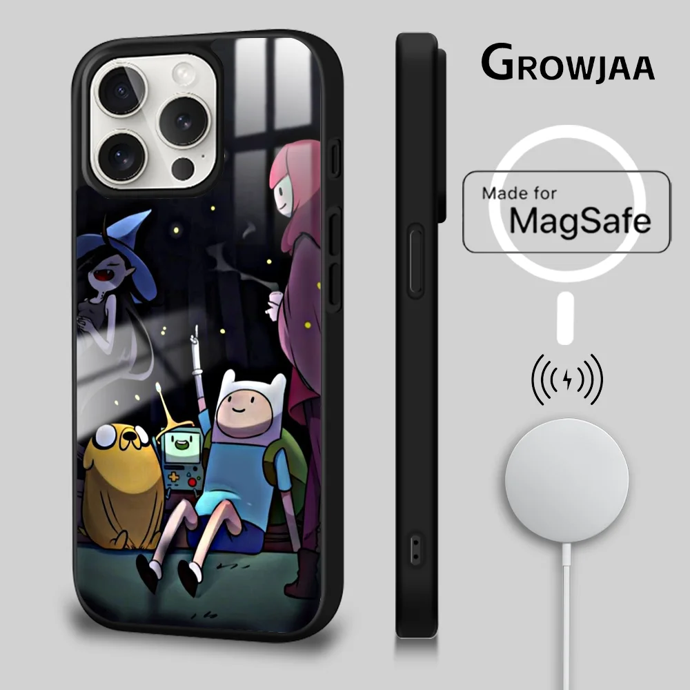 A-adventure Cartoon Time Phone Case For iPhone 16 15 14 13 12 11 Pro Max Plus Mini Magsafe Mirror Wireless Magnetic Cover