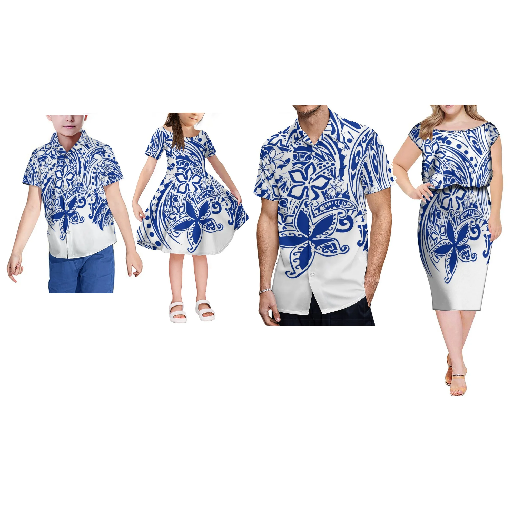 

Hot Selling Customized Samoa Polynesian Tribal Design Dress Women Lady Elegant Elastic Round Neck Short Sleeve Dress