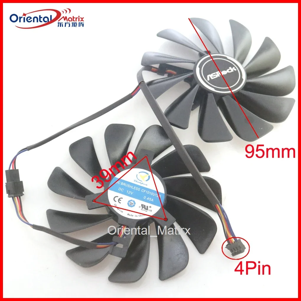 New CF1010U12S 95mm 12V 0.45A 4Wire 4Pin VGA Fan For ASROCK RX5700 RX5700XT Challenger Graphics Card Cooling Fan