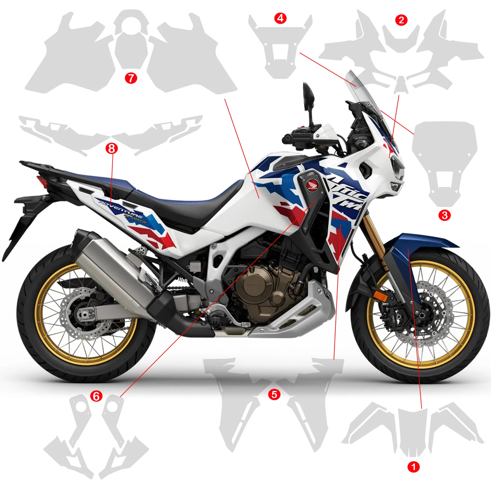 New Motorcycle TPU Paint Protection For HONDA CRF1100L AFRICA TWIN ADVENTURE SPORTS 2024-2025 PPF Fairing Protection Film