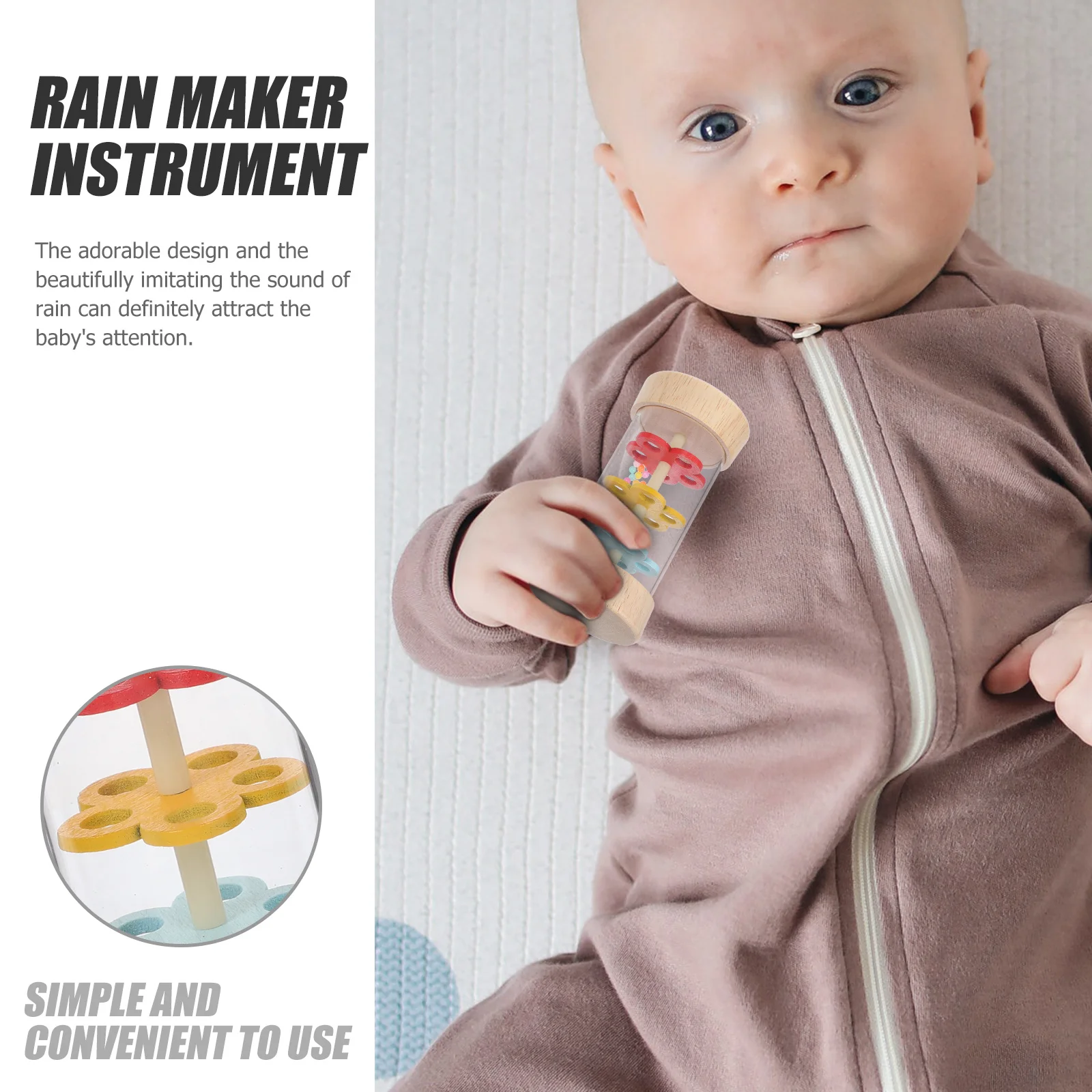 

1pc Rain Stick Wooden Plastic Smooth Surface Attention Grabber Color Recognition Musical Instrument Educational Plaything