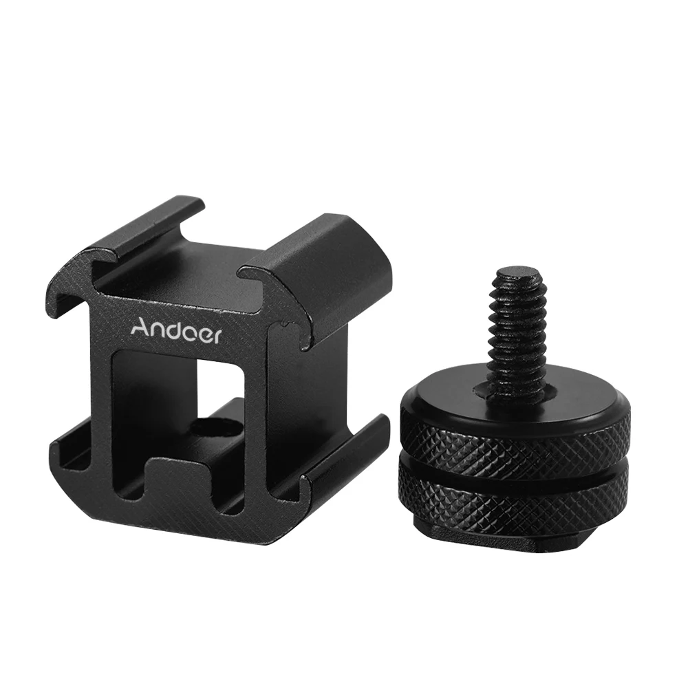 Andoer 3 Cold Shoe Mount Adapter On-Camera Mount Adapter for DSLR Camera for LED Video Light Mic Monitor Cold Shoe Mount Adapter