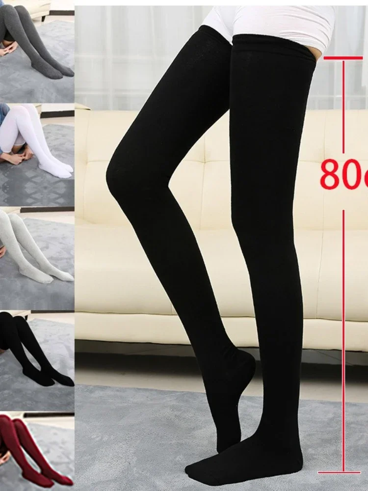 Autumn Women  Long Stocking Warm 80cm Knee Socks Cotton Thigh High Over The Knee Stockings Ladies Sexy High Sock Girls Underwear