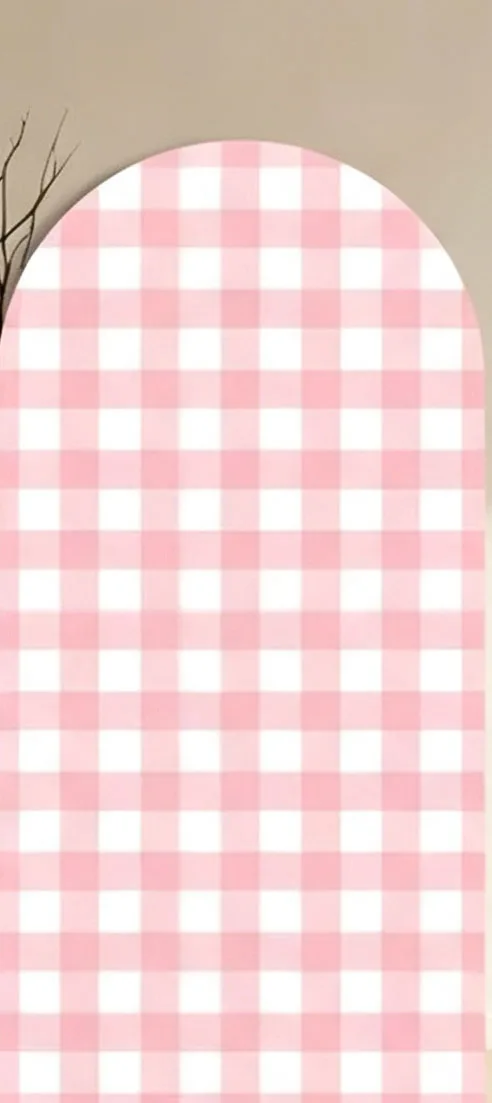 Custom Double-Sided Pink Rose Check Strawberry Baby Shower Arch Backdrop Cover Berry Birthday Party Wedding Photobooth
