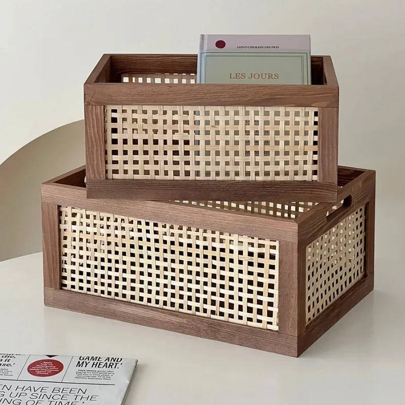 خمر النمط الياباني سطح المكتب كتاب المنظم طاولة القهوة صندوق تخزين غرفة المعيشة وجبات خفيفة حامل Instagram-مستحق ديكور المنزل