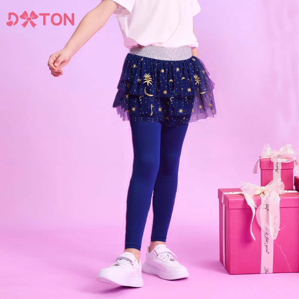 

DXTON поддельные две детские штаны + юбки, сетчатые юбки для маленьких девочек с хлопковыми брюками, четырехсезонные повседневные детские юбки-леггинсы для девочек