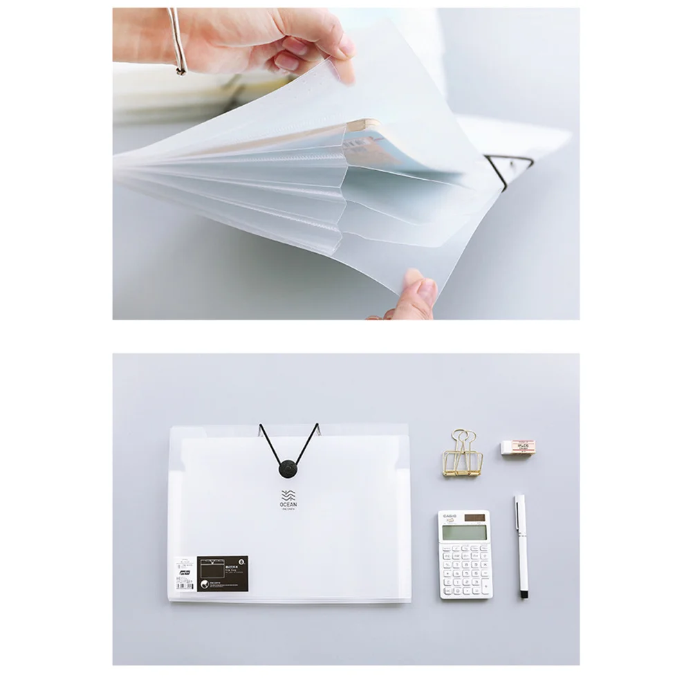 

Expanding File Folder with Button Closure Portable A4 Size Multi-Layer Document Organizer Storage Pockets for Office School