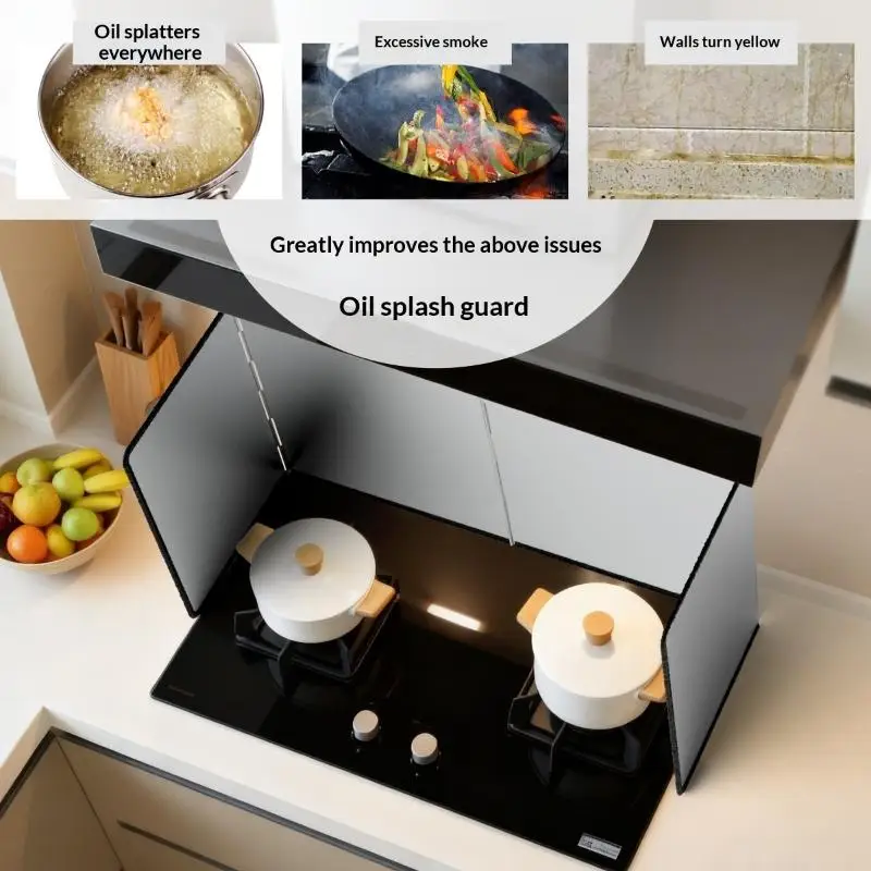 Galvanized Grease Splash Guard with Rubber Edge Heat Insulation Anti Stain Wall Panel for Kitchen Cooking Protection Home Baking