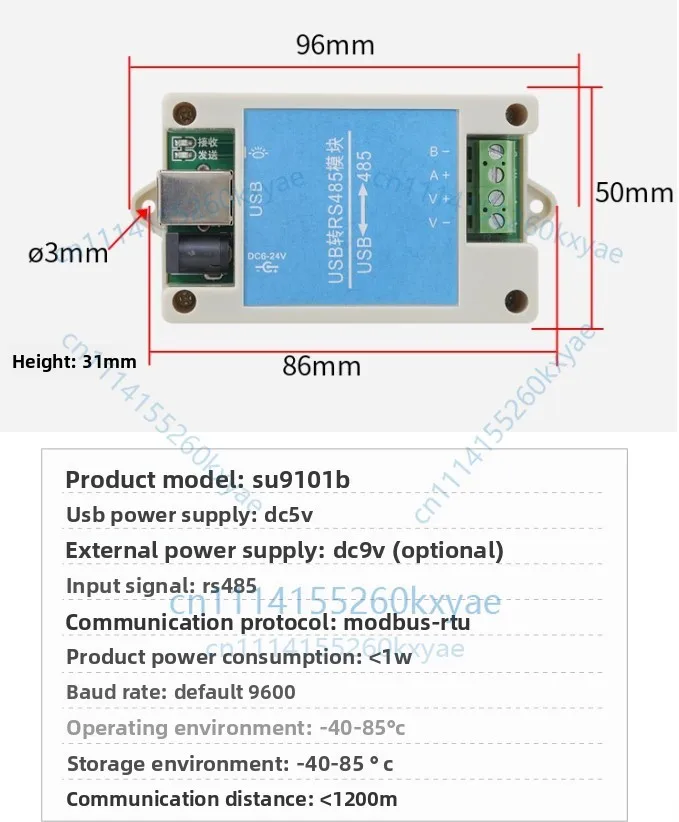 1pc usb to rs485 protocol sensor converter ku91b01 accessories