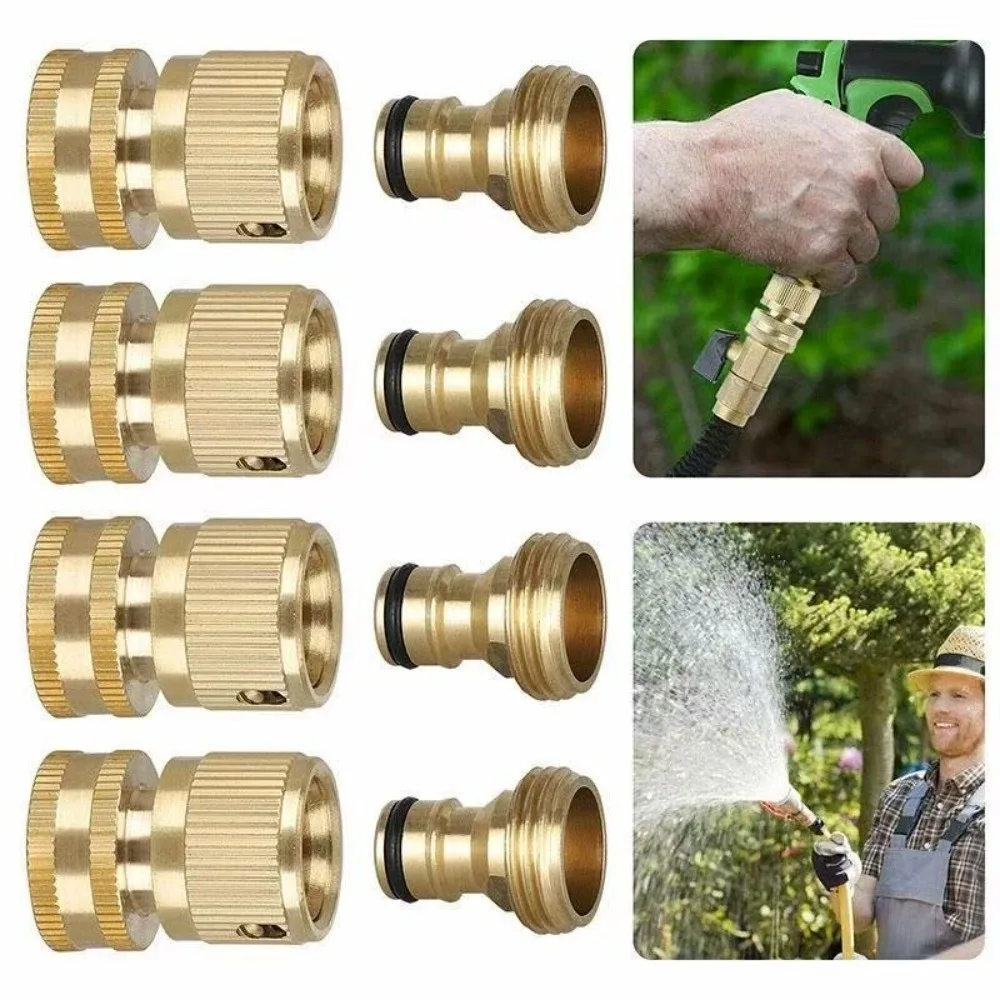 3/4 Inch Thread Brass Quick Connector Male Female Threads Sturdy Construction Water Hose Connector Swivel Joint Quick Release