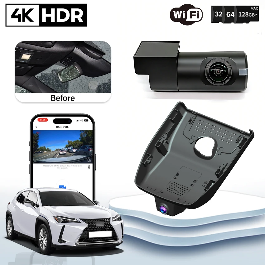Plug and Play HD 4K 2160P Car Dvr For Lexus UX250h UX 250h UX 300h UX300h 2019-2026 Night Vision DashCam, App＆WIFI Control Camer