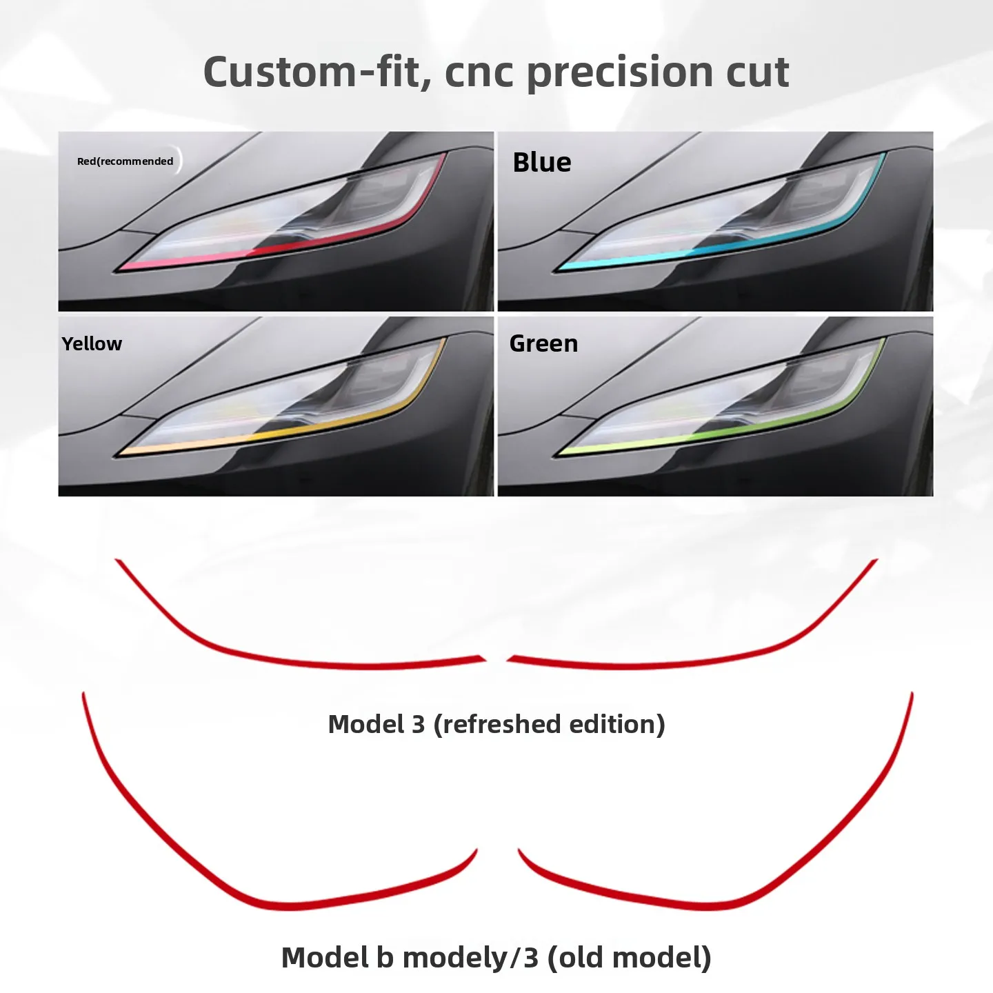 مناسبة لملصق طبقة الحماية لتغيير لون المصباح الأمامي Tesla 2024 موديل 3 هايلاند #3