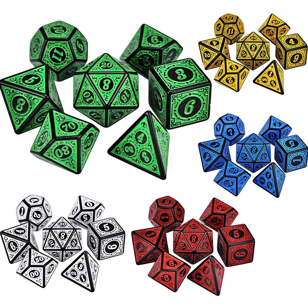D12 D20 Polyedrisch für TRPG DND Spielzubehör Glitzerwürfel Set Iidescent