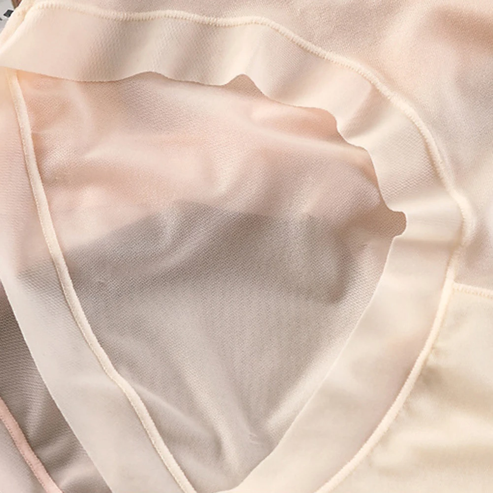 

Lightweight Transparent Underwear Women Summer Cooling Ice Silk Seamless Middle Waist Stretch Panties Ladies