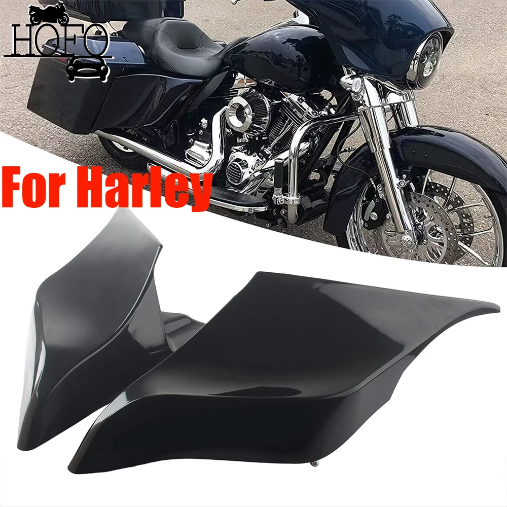 

1Pair Motorcycle Stretched Extended Side Cover Panel For Harley Touring Road King FLHR Electra Glide Ultra Classic FLHTCU FLTRU