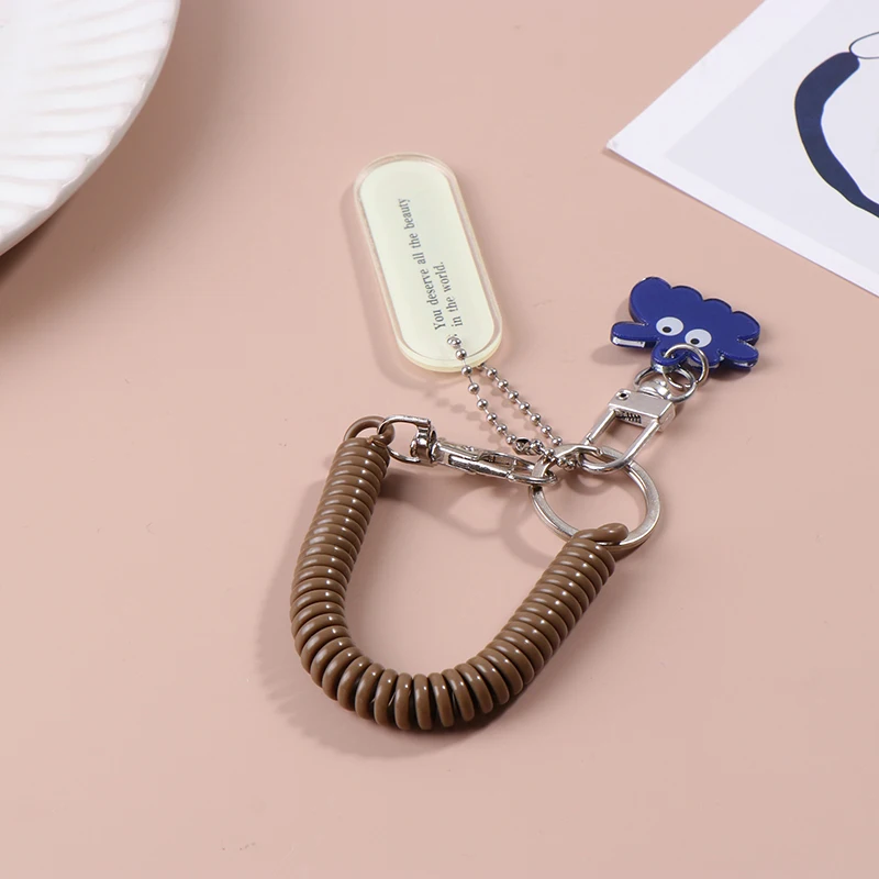 Cute Keychain Anti-Loss Spring Rope Pendant Bag Decoration Accessories Hanging Charms