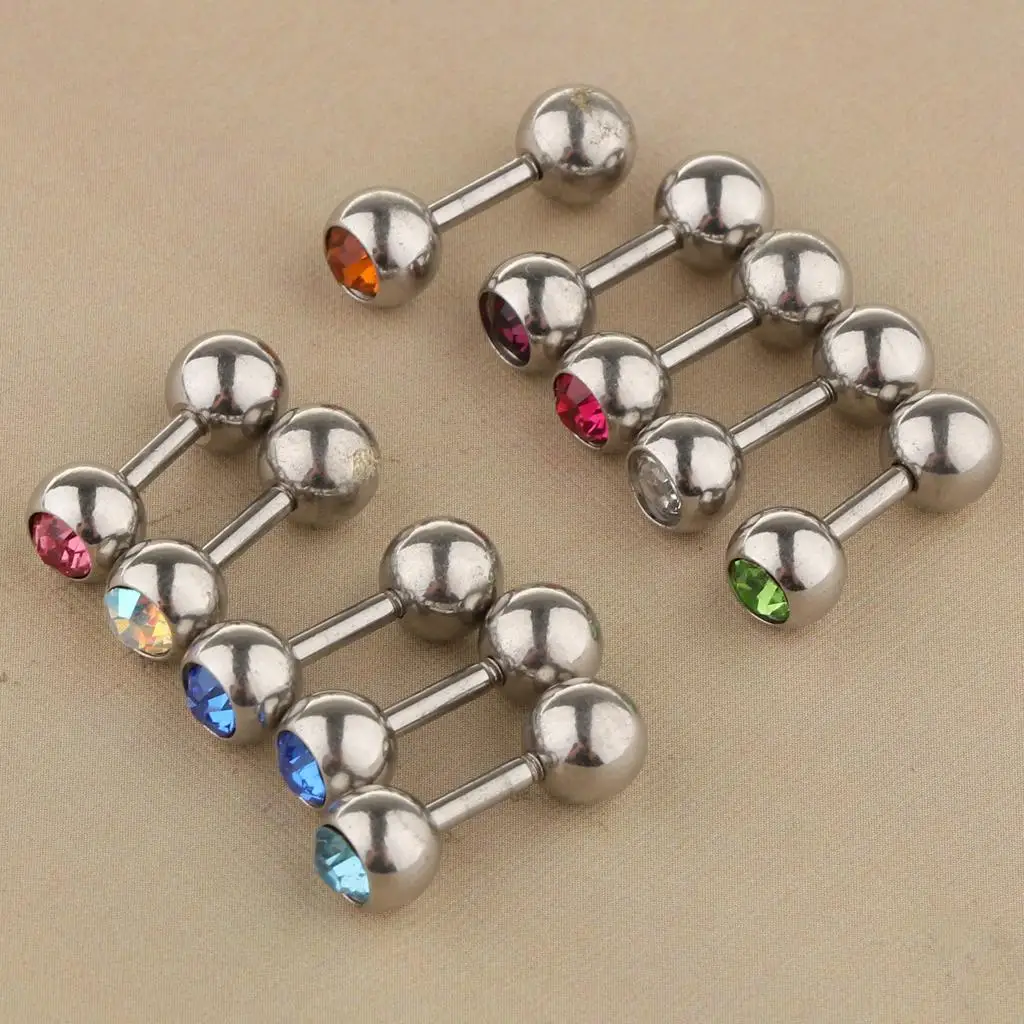 Ear Bar Rings Studs Stainless Steel Multicolor 14g Piercing Set for Helix Conch Tragus and Tongue