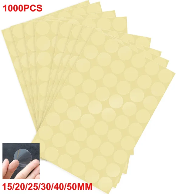 1000 sztuk 15mm-50mm przezroczysta uszczelka okrągła błyszcząca kropka naklejki samoprzylepna etykieta waflowa uszczelka do kopert DIY zapasy rzemieślnicze przezroczyste