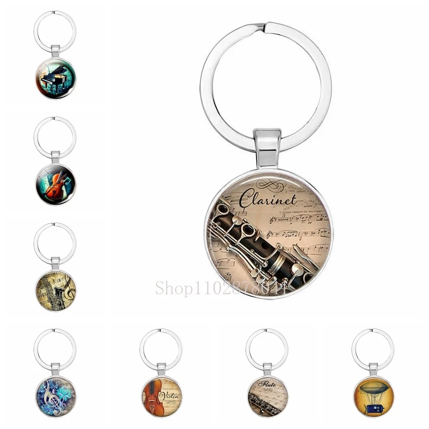 Porte-clés en alliage de verre breton, chaud, savoir, bijoux de mode, musique, piano, cadeau classique