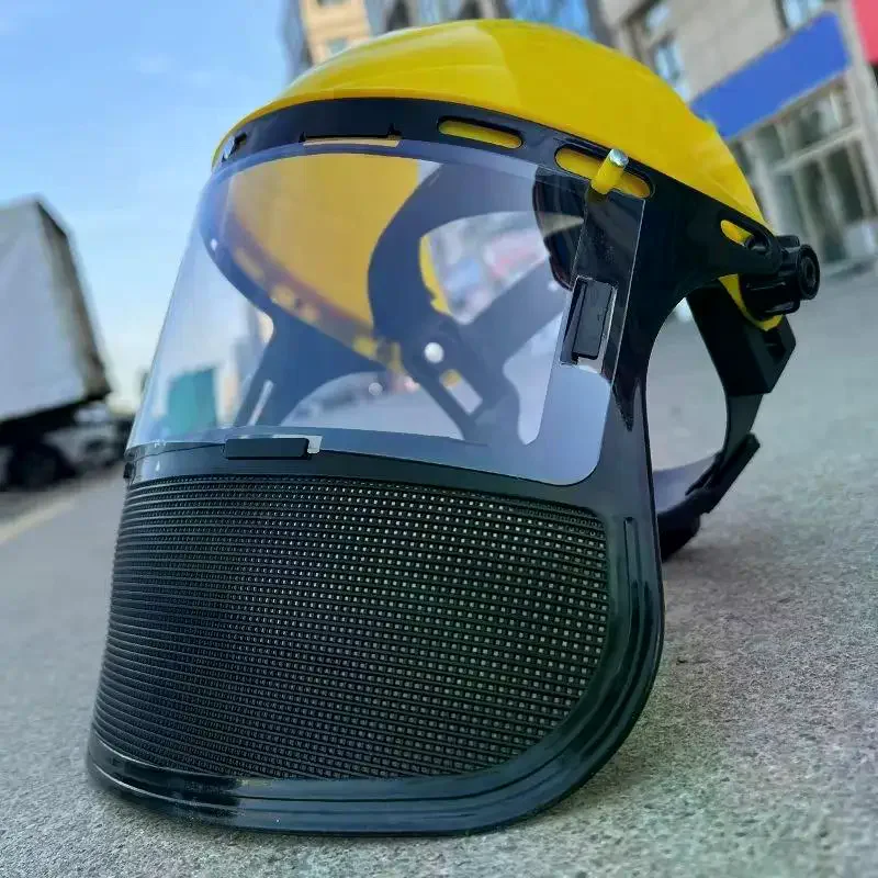 Garden Grass Trimmer Weed Wacker Safety Helmet Hat With Full Face Mesh Mask For Logging Brush Cutter Forestry Protection