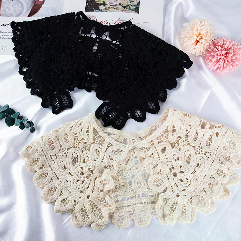 Shawl o Neck Doll False Collar Shirt Women Hollow Crochet Lace Detachable Collar High Quality