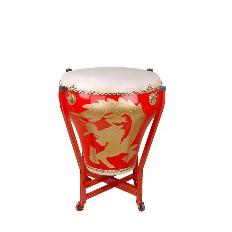 14-24 Inch China Lion Dance Vase Drum Leather Wood Large Dragon Drum Adult Stage Performance Professional Percussion Instrument