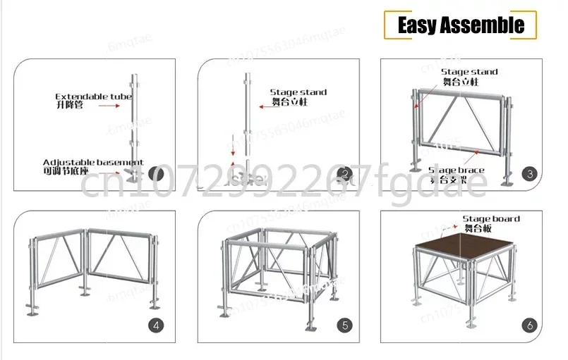 Easy To Install Mobile Activity Outdoor Concert Portable Stage 1.22 * 2.44m