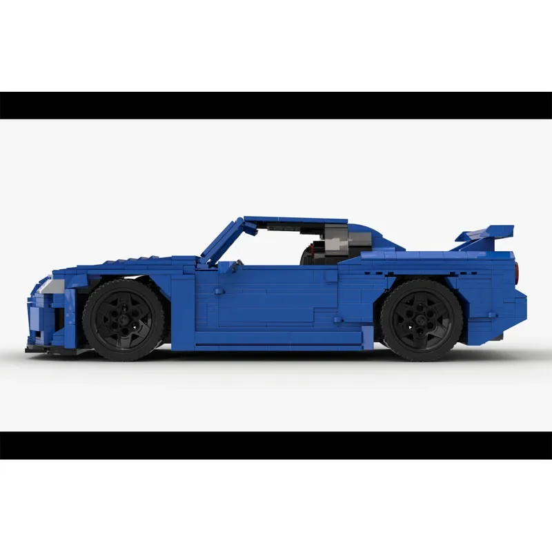 MOC-171766 Blue New GTR R34 Supercar Racing Building Block Model1276PartsMOC Creative Boy Kids Birthday Building Blocks Toy Gift