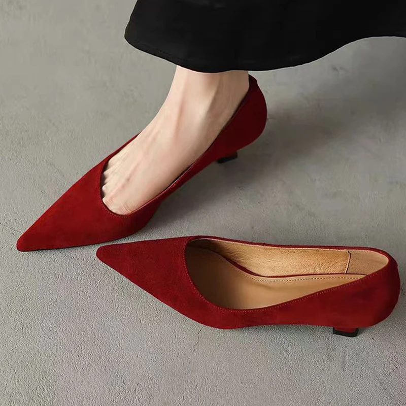 

Женская обувь на высоком каблуке, роскошная обувь с острым носком, модные пикантные туфли-лодочки, 2026, дизайнерские замшевые весенние элегантные туфли Mujer Zapatos