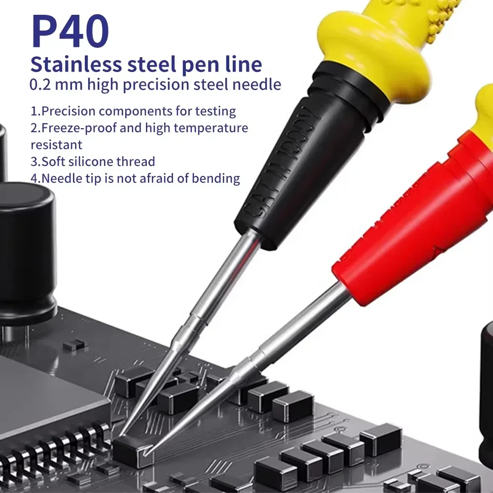 Mechanic P40 1000V / 20A 0.2mm High Precision Stainless Steel Multimeter Test Leads Probe Wire Pen Cable Multimeter Tester-120cm