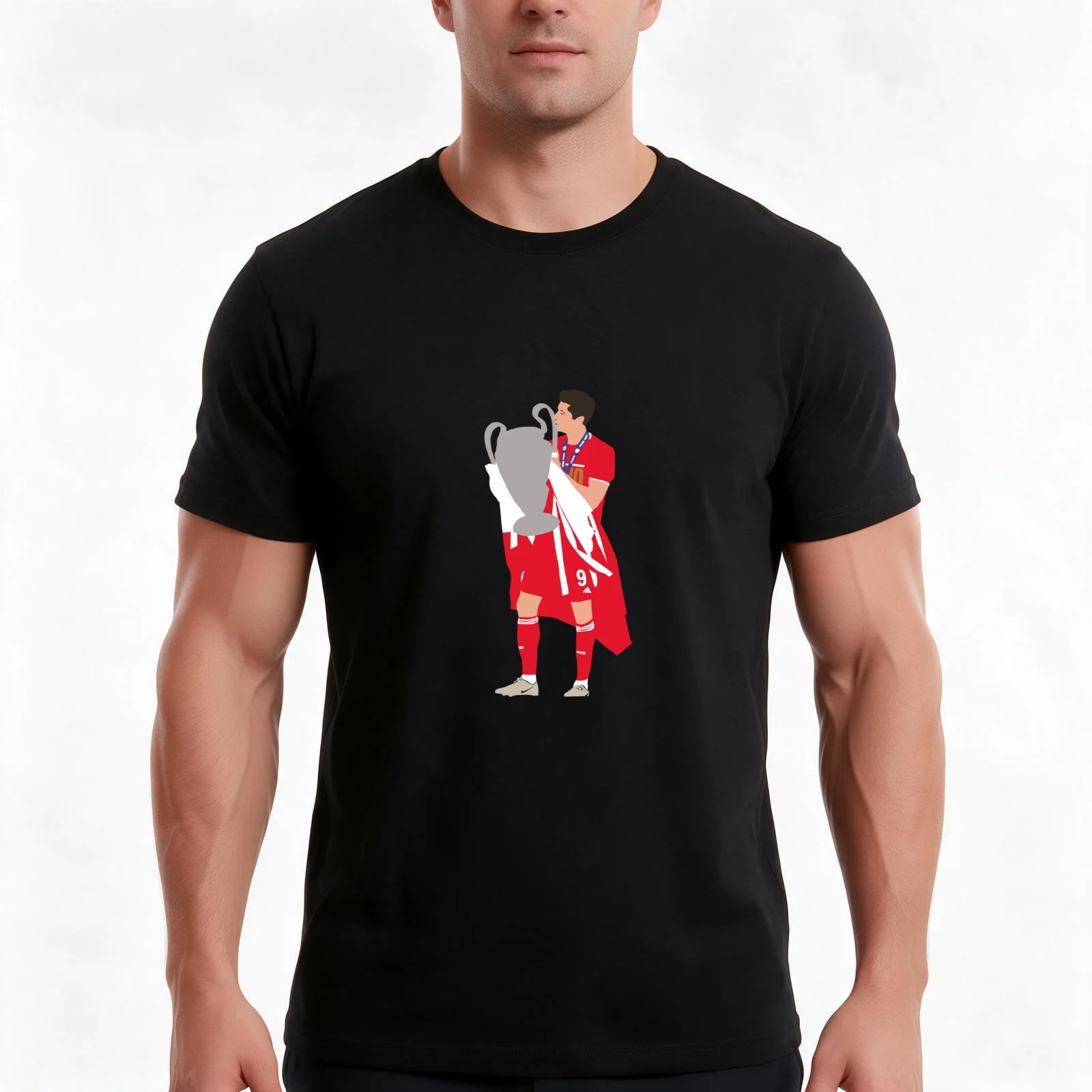 Camiseta de Robert Lewandowski, del FC Bayern, de algodón, ideal para el verano, de estilo informal, con corte amplio, diseño de moda urbana, estampado gráfico de estilo vintage, 100 % algodón.
