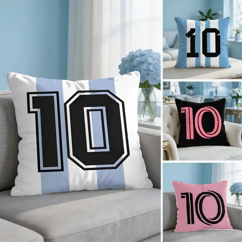 Football Number 10 Logo Cushion Cover Soft Short Plush Throw Pillow Cover Hidden Zipper Cutecore Sofa Bedroom Home Decor