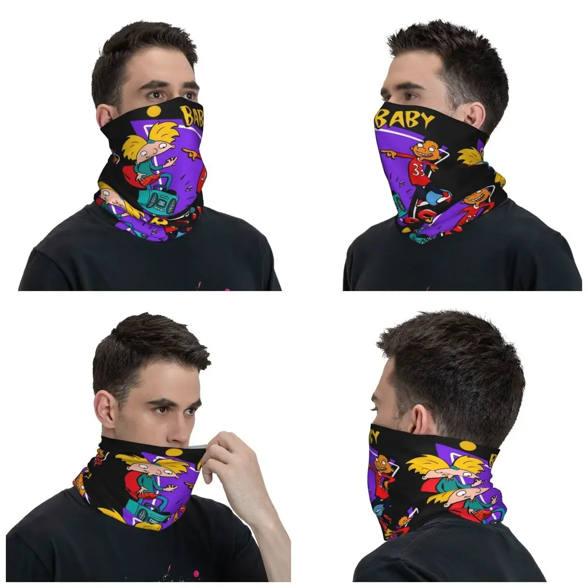 2023 Hey Arnold! 90s Baby Bandana Stuff Neck Cover Printed Helga Pataki Face Scarf Multi-use Balaclava For Running Washable