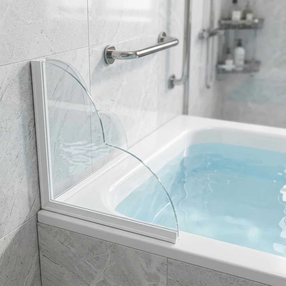 2 Packs Large Transparent Shower Guard No Drill Stopper For Bathtub Sink Bathroom Floor Dry Protection