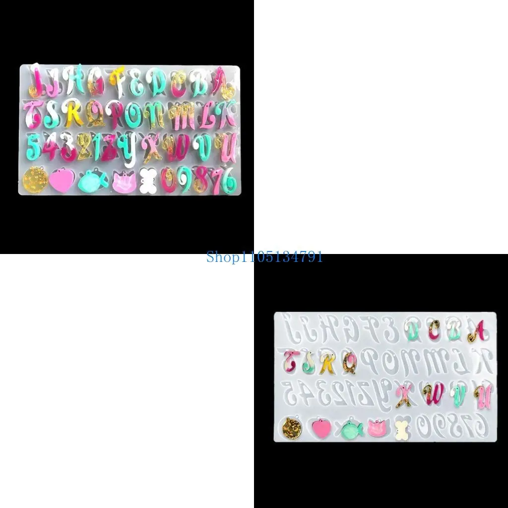 98km Letter Number Silicone Resin Casting Molds Keychain Making for Jewelry Pendant