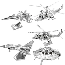 3D Metalen Puzzels Militaire J-20 J-10B SU-34 KA-50 Vechter UFO RAH-66 Helikopter DIY Handgemaakte Monteren Model Legpuzzels
