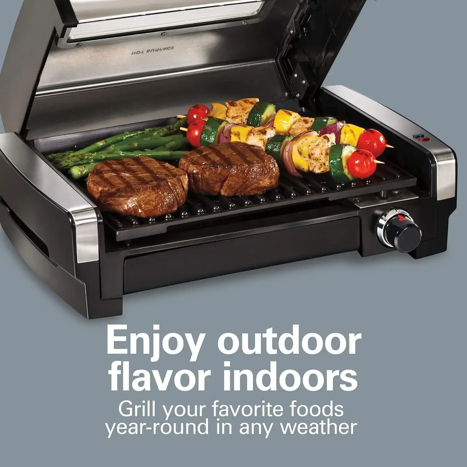 NEW Beach Electric Indoor Searing Grill with Viewing Window & Adjustable Temperature Control to 450F, 118 sq. in. Surface S